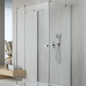 Csak ma ﻿Essenza Brushed Nickel ﻿KDJ+S ﻿szögletes ﻿szálcsiszolt króm zuhanykabin 110x75 átlátszó jobbos