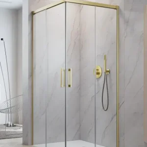 Vásárlói kedvenc Idea 8 Brushed Gold KDD szögletes szálcsiszolt arany zuhanykabin 120x90 átlátszó