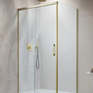 Szuper ajánlat Idea 8 Brushed Gold KDJ szögletes szálcsiszolt arany zuhanykabin 120x70 átlátszó jobbos