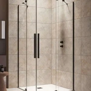 Szuper akció Furo Black KDD szögletes fekete zuhanykabin 100x80 átlátszó