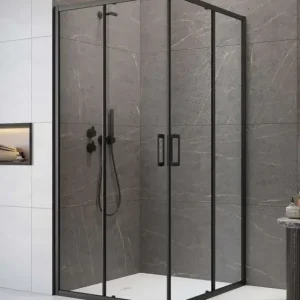 Szezonális akció Premium Pro Black KDD szögletes fekete zuhanykabin 80x90 átlátszó
