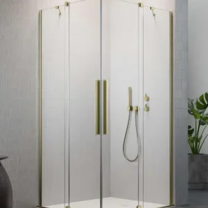Szuper akció Furo Brushed Gold KDD szögletes szálcsiszolt arany zuhanykabin 100x80 átlátszó