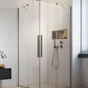 Végkiárusítás Furo Brushed Nickel KDD szögletes szálcsiszolt króm zuhanykabin 90x90 átlátszó