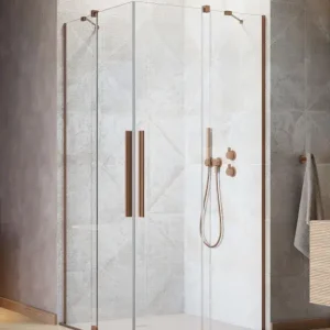 Végkiárusítás Furo Brushed Copper KDD szögletes szálcsiszolt réz zuhanykabin 80x90 átlátszó