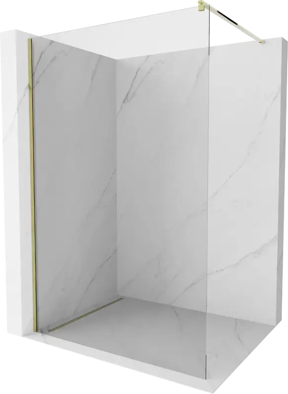 Végkiárusítás Mexen Kioto Walk-in Zuhanyfal 80 x 200 cm, áttetsző 8 mm-es, arany - 800-080-101-50-00