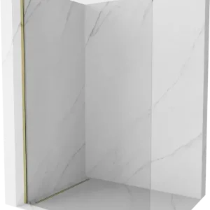 Alacsony ár Mexen Kioto Walk-in zuhanyfal 130 x 200 cm, áttetsző 8 mm, arany - 800-130-101-50-00
