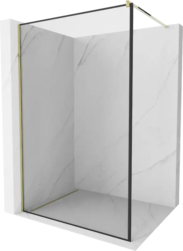 Azonnal elérhető Mexen Kioto Walk-in zuhanyfal 100 x 200 cm, fekete keret 8 mm, arany - 800-100-101-50-70