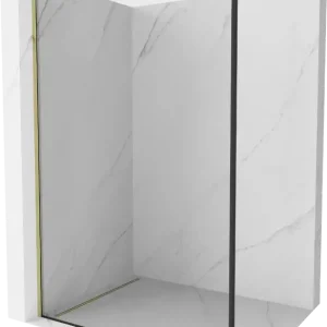 Akció Mexen Kioto Walk-in zuhanyfal 110 x 200 cm, fekete keret 8 mm, arany - 800-110-101-50-70