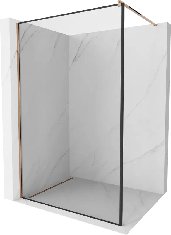 Mexen Kioto Walk-in zuhanyfal 50 x 200 cm, fekete keret 8 mm, rózsaarany - 800-050-101-60-70 Akciós ár