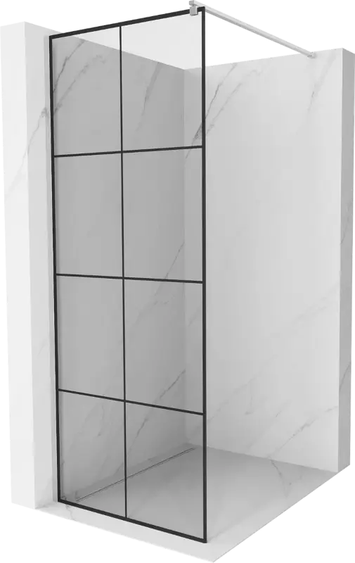 Bestseller Mexen Kioto Walk-in zuhanyfal 70 x 200 cm, fekete rács, 8 mm, króm - 800-070-101-01-77