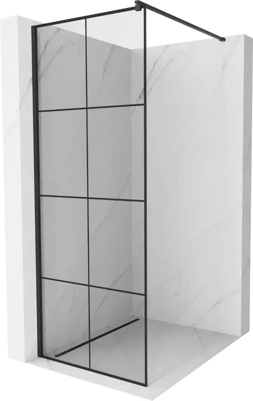 Mexen Kioto Walk-in zuhanyfal 90 x 200 cm, fekete rácsozás 8 mm, fekete - 800-090-101-70-77 Kiárusítás