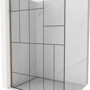 Akció Mexen Kioto 70 x 200 cm-es Walk-in zuhanyfal, fekete minta 8 mm, rózsaarany - 800-070-101-60-78
