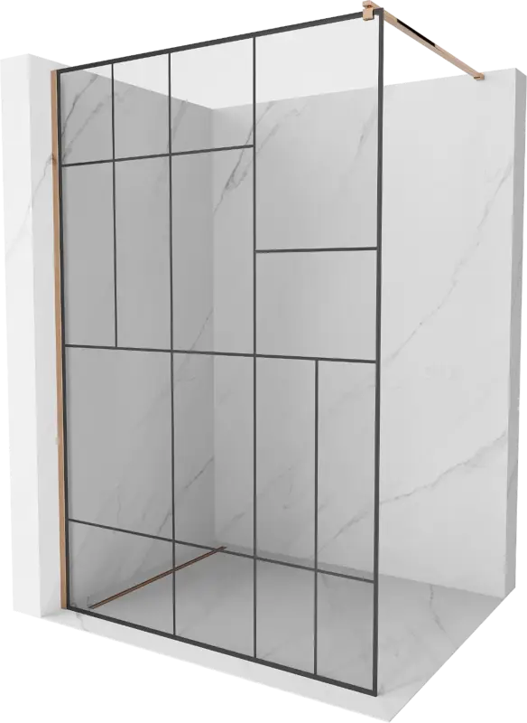 Biztonságos fizetés Mexen Kioto Walk-in zuhanyfal 140 x 200 cm, fekete minta 8 mm, rózsaszín arany - 800-140-101-60-78