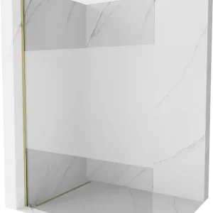 Végkiárusítás Mexen Kioto Walk-in zuhanyfal 130 x 200 cm, átlátszó/fagyott 8 mm, arany - 800-130-101-50-35