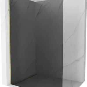 Végkiárusítás Mexen Kioto 140 x 200 cm-es Walk-in zuhanyfal, grafit 8 mm, arany - 800-140-101-50-40
