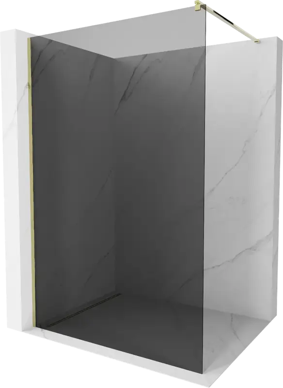Végkiárusítás Mexen Kioto 140 x 200 cm-es Walk-in zuhanyfal, grafit 8 mm, arany - 800-140-101-50-40