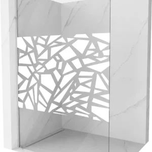 Alacsony ár Mexen Kioto Walk-in zuhanyfal 80 x 200 cm, fehér mintás 8 mm, króm - 800-080-101-01-85