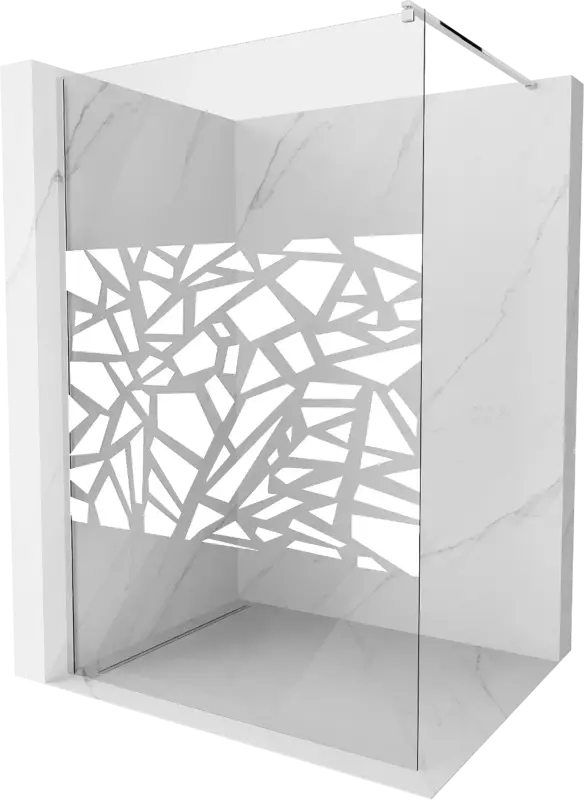 Alacsony ár Mexen Kioto Walk-in zuhanyfal 80 x 200 cm, fehér mintás 8 mm, króm - 800-080-101-01-85