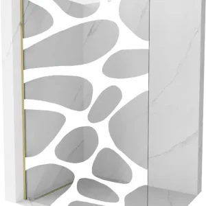 Alacsony ár Mexen Kioto Walk-in zuhanyfal 80 x 200 cm, fehér hullám 8 mm, arany - 800-080-101-50-97