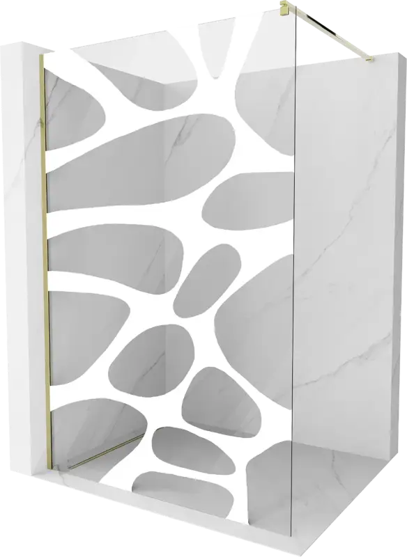 Akciós ár Mexen Kioto Walk-in zuhanyfal 110 x 200 cm, fehér hullám 8 mm, arany - 800-110-101-50-97