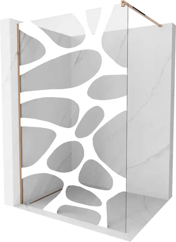 Mexen Kioto Walk-in zuhanyfal 90 x 200 cm, fehér hullám 8 mm, rózsaszín arany - 800-090-101-60-97 Biztonságos fizetés