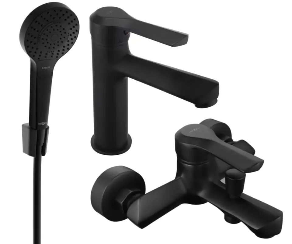 Népszerű Mexen Sabre R05 fürdőkád csomag, fekete - 72103R05-70