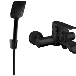 Mexen Pecos R62 kádtöltő csaptelep zuhanyszettel, fekete - 7273R62-70 Outlet
