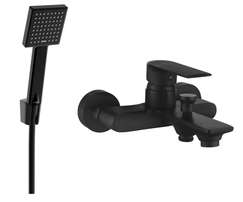 Outlet Mexen Royo R45 fürdőkád csaptelep zuhanyszettel, fekete - 7223R45-70