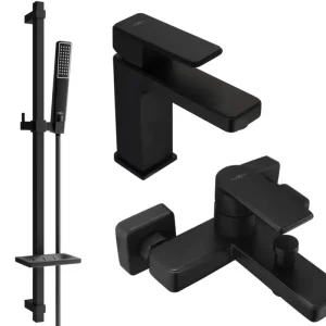 Outlet Mexen Mino DQ72 fürdőkád szett, fekete - 72403DQ72-70