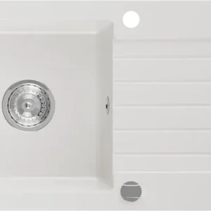 Biztonságos vásárlás Mexen Pablo 1-medencés gránit mosogató csepegtetővel 752 x 436 mm, fehér, króm szifon - 6510751010-20