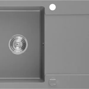 Gyors szállítás Mexen Leo gránit mosogató 1 rekeszes, csepegtetővel 900 x 500 mm, szürke, króm szifon - 6501901010-71