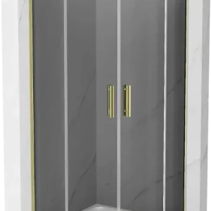 Bestseller Mexen Rio félköríves zuhanykabin 80 x 80 cm, grafit, arany + Flat zuhanytálca, fehér - 863-080-080-50-40-4110G