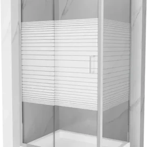 Mexen Apia 120 x 80 cm-es tolóajtós zuhanykabin, fehér csíkok, króm + Rio padlóelem - 840-120-080-01-20-4510 Ajánlat