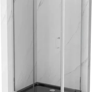 Akciós ár Mexen Apia tolóajtós zuhanykabin 100 x 90 cm, átlátszó, króm + Flat zuhanytálca, fekete - 840-100-090-01-00-4070