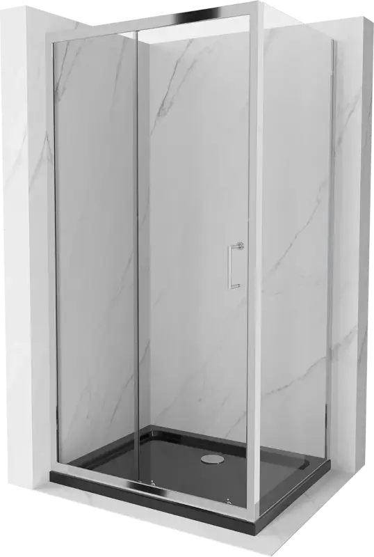 Expressz kézbesítés Mexen Apia 110 x 90 cm-es tolóajtós zuhanykabin, átlátszó, króm + Flat zuhanytálca, fekete - 840-110-090-01-00-4070