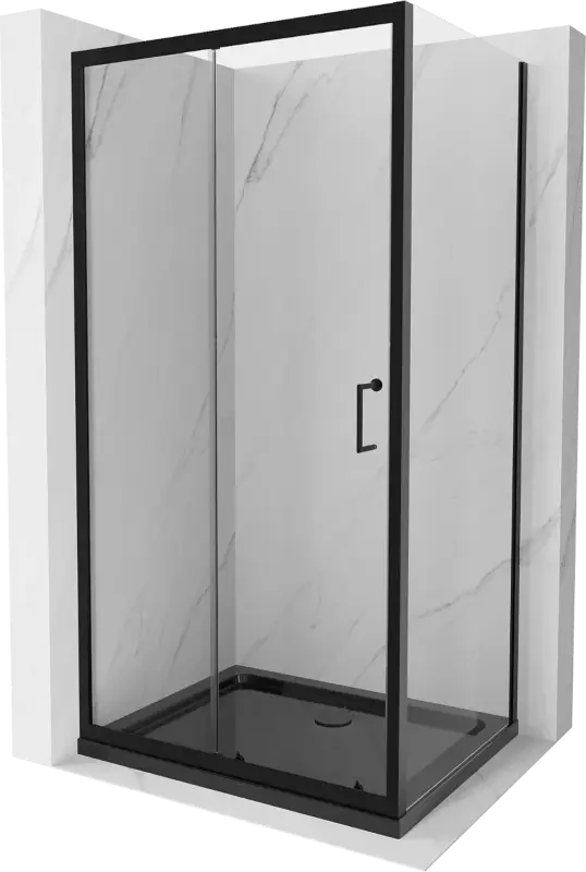Árcsökkenés Mexen Apia tolóajtós zuhanykabin 130 x 100 cm, átlátszó, fekete + Flat zuhanytálca, fekete - 840-130-100-70-00-4070B