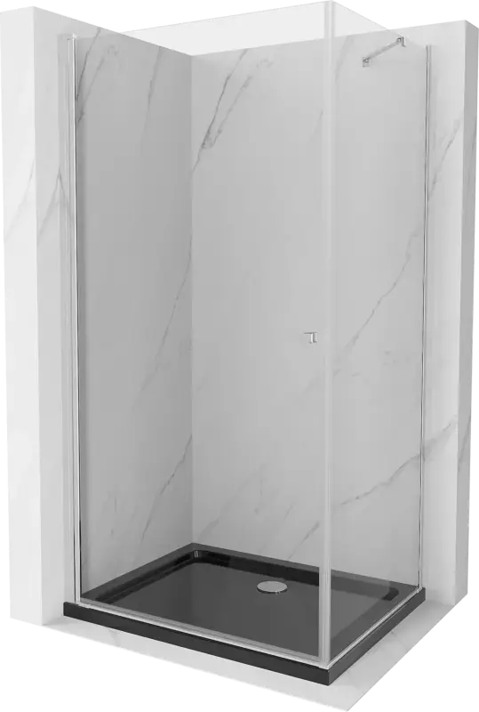 Mexen Pretoria 70 x 100 cm-es, átlátszó, króm nyíló zuhanykabin + Flat fekete zuhanytálca - 852-070-100-01-00-4070 Akciós ár
