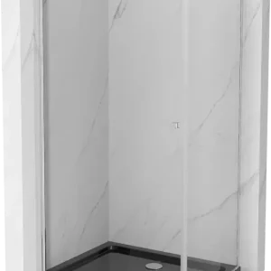 Árengedmény Mexen Pretoria zuhanykabin lenyíló ajtós 70 x 110 cm, átlátszó, króm + Flat zuhanytálca, fekete - 852-070-110-01-00-4070