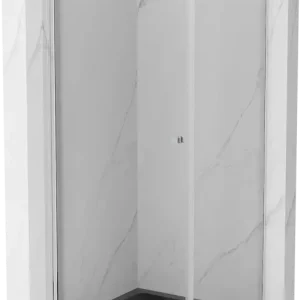 Mexen Pretoria zuhanykabin, nyíló ajtóval 100 x 100 cm, átlátszó, króm + Flat zuhanytálca, fekete - 852-100-100-01-00-4070 Akció