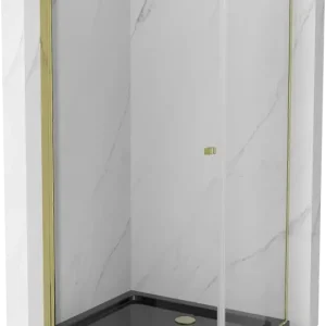 Azonnal elérhető Mexen Pretoria nyíló zuhanykabin 70 x 80 cm, áttetsző, arany + Flat zuhanytálca, fekete - 852-070-080-50-00-4070G