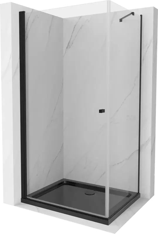 Mexen Pretoria nyíló zuhanykabin 80 x 120 cm, átlátszó, fekete + Flat zuhanytálca, fekete - 852-080-120-70-00-4070B Újdonság