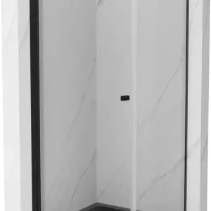 Azonnali szállítás Mexen Pretoria zuhanykabin nyíló 80 x 80 cm, átlátszó, fekete + Flat zuhanytálca, fekete - 852-080-080-70-00-4070B