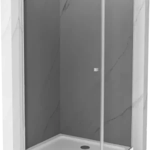 Korlátozott ajánlat Mexen Pretoria nyíló zuhanykabin 90 x 80 cm, grafit, króm + Flat tálca - 852-090-080-01-40-4010