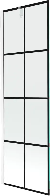 Biztonságos fizetés Mexen Next 1-szárnyú fürdőszobai paraván, 60 x 150 cm, fekete rács, fehér - 895-060-000-00-77-20