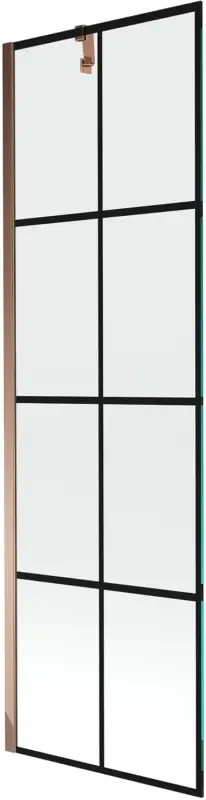 Azonnali szállítás Mexen Next 1-részes kádparaván 60 x 150 cm, fekete rács, rózsaarany - 895-060-000-00-77-60