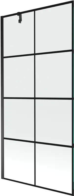Exkluzív ajánlat Mexen Next 1-szárnyú fürdőszobai paraván 90 x 150 cm, fekete rács, fekete - 895-090-000-00-77-70