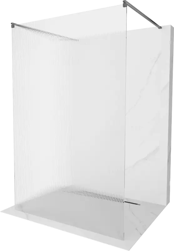 Vedd meg online Mexen Kioto szabadon álló zuhanyfal 100 x 200 cm, csíkos 8 mm, gun metal - 800-100-002-95-09