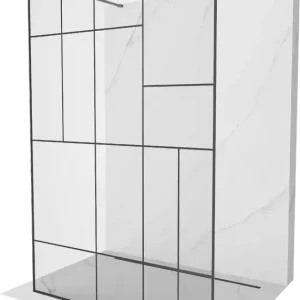 Akció Mexen Kioto szabadon álló zuhanyfal 100 x 200 cm, fekete minta 8 mm, gun metal - 800-100-002-95-78