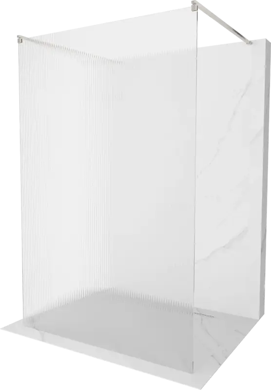 Akciós ár Mexen Kioto szabadon álló zuhanyfal 130 x 200 cm, csíkos 8 mm, kefélt nikkel - 800-130-002-97-09