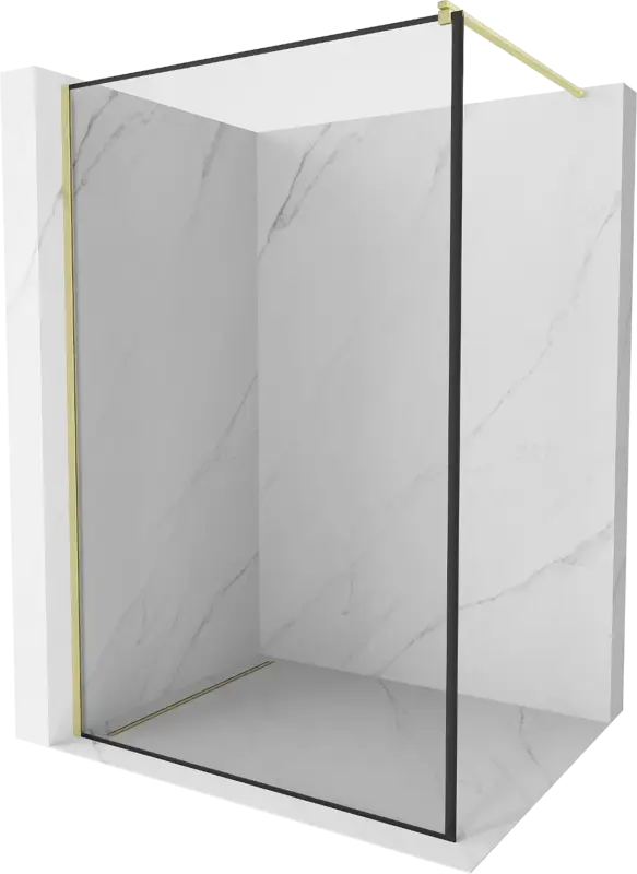 Bestseller Mexen Kioto walk-in zuhanyfal 120 x 200 cm, fekete keret 8 mm, arany szálcsiszolt - 800-120-101-55-70